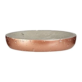 Premier Housewares Neptune Oval Soap Dish, Concrete, Grey/Copper, 11 x 14 x 3 cm