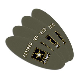 U.S. Army Retired Logo Double-Sided Oval Nail File Emery Board Set 4 Pack