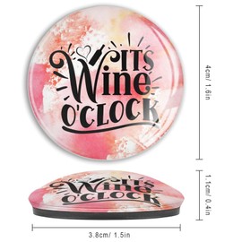 Luckluccy Refrigerator Magnets Glass Magnets Its Wine Oclock Cute Fridge Magnets Red Wine Grape Inspiring Lettering Saying Garage Magnet for Fridge Mailbox Car Metal Decoration 4 Pcs