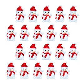 Toddmomy 20pcs Mini Snowman Figurines, Christmas Resin Snowman Decoration with Top Hat for DIY Crafts Christmas Micro Landscape Ornament, Red