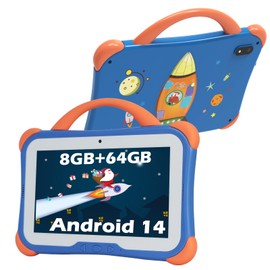 weelikeit Kids Tablet, 7 inch Tablet for Kids 8GB RAM 64GB ROM Android 14 Toddler Tablet with Bluetooth, WiFi, Dual Camera, Children Tablet with Parental Control, Educational App for Girls Boys(Blue)