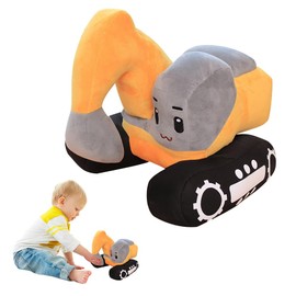 YANGUN Digger Cuddly Toy, Children's Plush Excavator, Cartoon Digger Cushion, Plush Toy, Birthday Gift for Boys and Girls