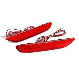 2x Red Lens Rear Bumper Reflector LED Fog Tail Stop Brake Light DRL For 2014-2021 Qashqai Pathfinder X-Trail Leaf Q50 Q30 QX30 QX80