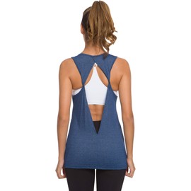 Laughido Women's Twist Open Back Workout Tops Sleeveless Shirts Gym Tank Tops