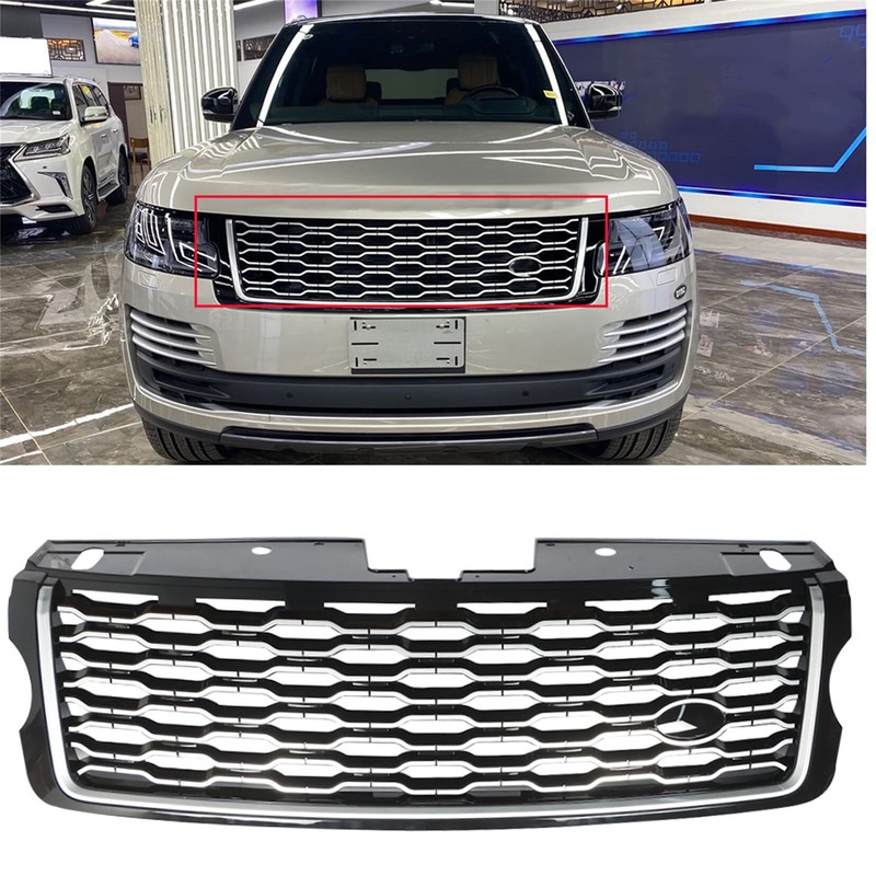 Front Bumper Upper Grille Black Chrome Replacement for Range Rover