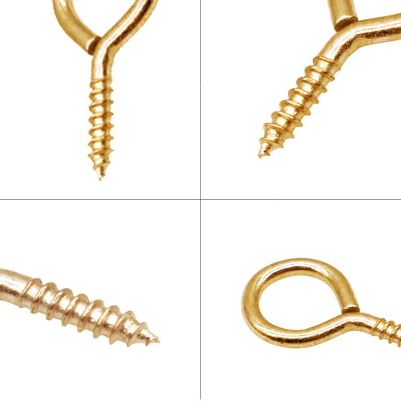 ECKJ Screw Eye Hooks - 20 Pieces Golden Copper Plating