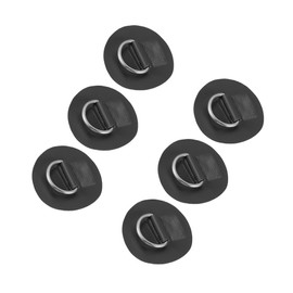 VekAuto 6pcs 6cm Black D Ring Patch PVC Stainless Steel Round Shape D Ring Pad for Surfboard Inflatable Boat Kayak Canoe Deck Auto Accessories