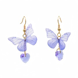 Purple Butterfly Earrings,la luen Drop Dangle Butterfly Earrings Pretty Insect Jewelry For Women Gift