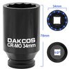 DAKCOS 34mm Socket 1/2" Drive 12 Ponit Impact Wrench Socket