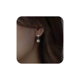 Aneneiceera Vintage Shell Pearl Stud Earrings White Pearl Dangle Earrings Acrylic Shell Stud Earrings Minimalist Earrings Jewellery for Women, Zinc