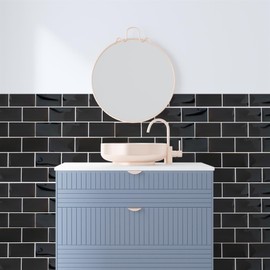 WALPLUS Upgrade Thicker 3D Tile Stickers Peel and Stick Backsplash Splashback Decals Tile Transfer for Kitchen Bathroom Living Room Stick on Tile Waterproof Black Metro Subway 20pcs 15.4x30.5cm