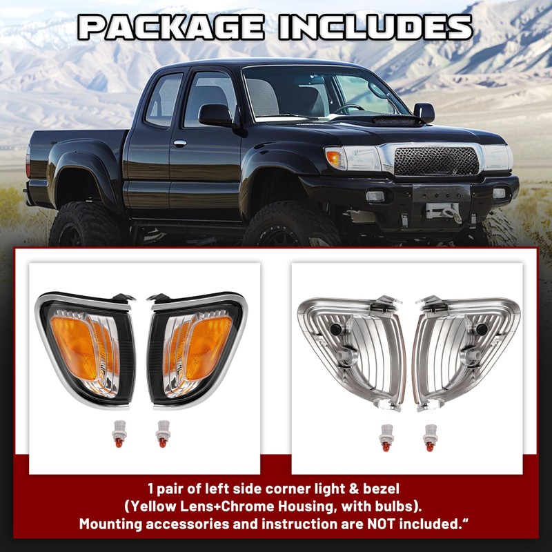 HECASA Pair Corner Light Compatible with 2001-2004 Toyota Tacoma Replacement
