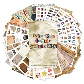 Doraking 38 Sheets Vintage Letter Washi Stickers and Scrapbook Papers for Journaling, Pre-Cut Aesthetic Washi Stickers Material Paper for Scrapbooking Junk Journal Supplies DIY Crafts Arts