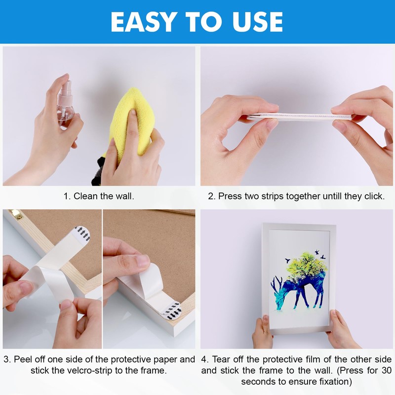 Fentar 72Pcs Picture Hanging Strips, 36-Pair Heavy Duty Picture Hanging