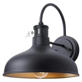 GOALPLUS 12in Exterior Barn Light Motion Sensor Black Outdoor Gooseneck Lighting Wall Mount Dusk to Dawn Farmhouse Style Outside Porch Light Fixture Outdoor Garage Barn Door Light for House