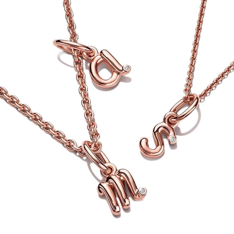 BEEUVIP Rose Gold 925 Sterling Silver Alphabet Letter Charm Bead