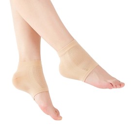 1 Pair Moisturizing Heel Socks, Elastic Gel Heel Socks with Silicone Pads, Breathable & Sweat Wicking Silicone Socks for Dry Cracked Feet Women Man (One Size Fits Most) (Fleshcolor)