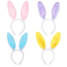 REDSTAR 4 Pack Easter Bunny Ears Headband - Rabbit Ears Headbands for Girls, Hair Accessories for Women Perfect for Easter Celebrations, Available in Yellow, Pink, Blue and Purple
