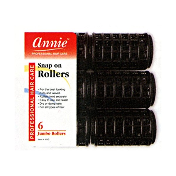 Annie Snap-On Rollers Size Jumbo 6Ct Black