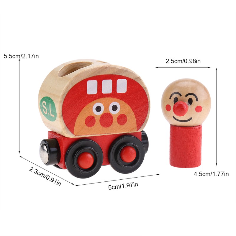 Mini Wooden Magnetic Train Set Cartoon Vehicle Blocks Children Educational