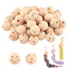 PH PandaHall 50 x Wooden Beads with Face 25 mm