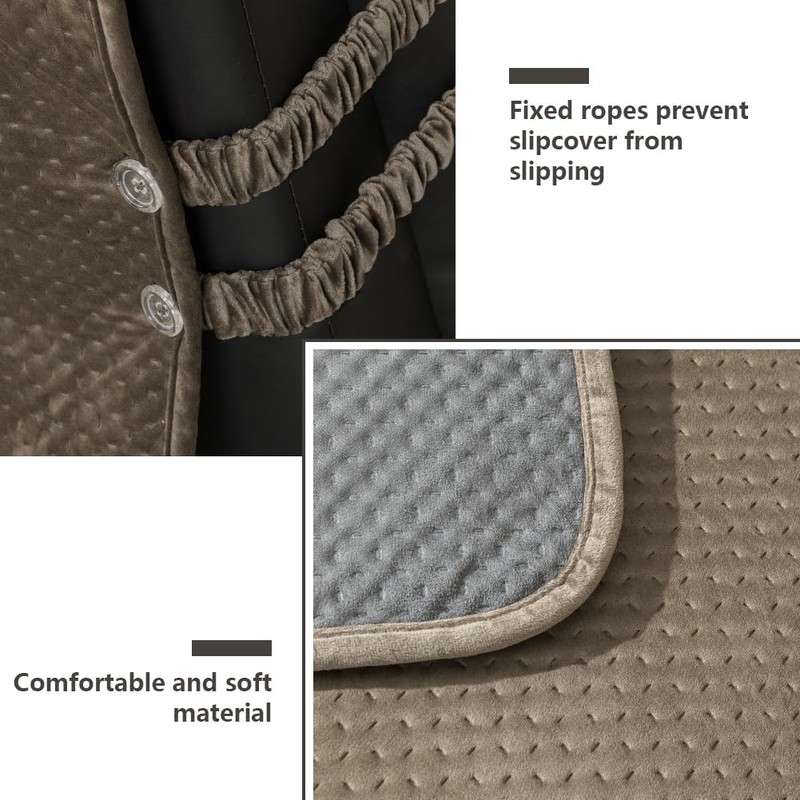 STONECREST Recliner Chair Cover, Water Resistant Velvet Quilted Slipcover, Stay