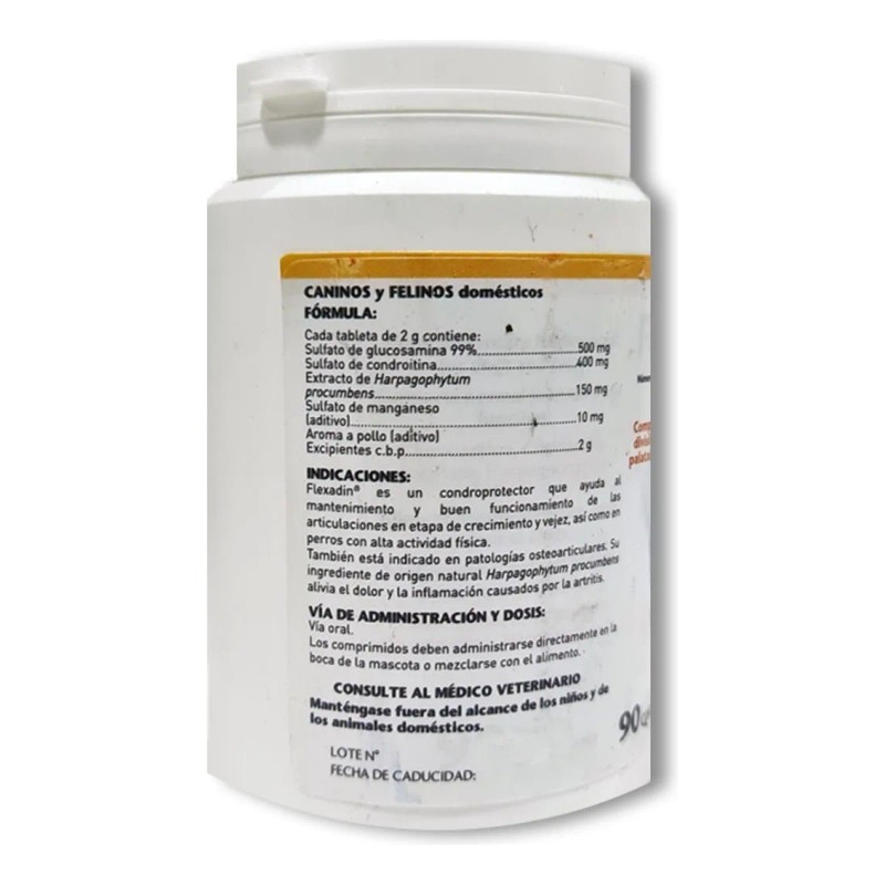Flexadin 90 Tabs Vetoquinol Condroprotector Perro Gato Glucosamina