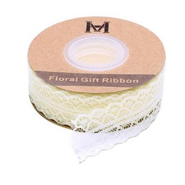 50 Yards Gems Patterned Lace Ribbon Roll Floral Lace Trim Webbing Fabric Embelishment 1 1/8 inch Width for Jewelry Making DIY Craft Gift Wrapping Wedding Party Favours (Beige)