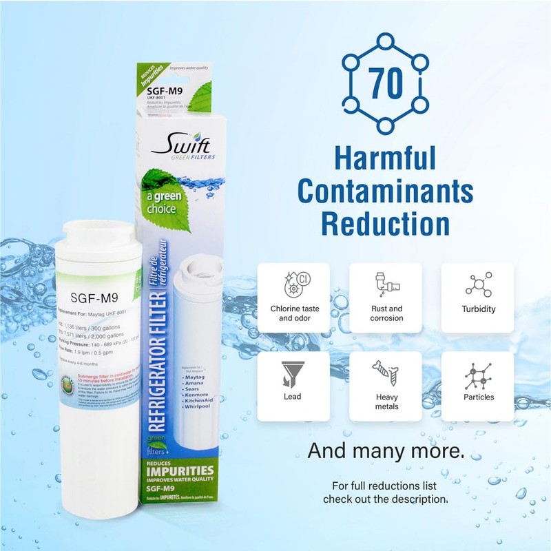 Swift Green Filters SGF-M9 Compatible Refrigerator Water Filter for UKF8001,