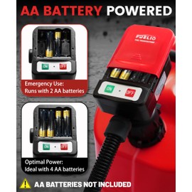 FUELIO Fuel Transfer Pump Battery Powered with Nozzle - Gas Pump For 5 Gallon Gas Can - 51" Long Hose, Hand Control Nozzle - GAS CAN NOT INCLUDED