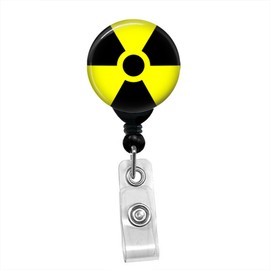 Radioactive Symbol Zombie Radiology ID Card Name Tag Custom Retractable Badge Reel Lanyard Badge Holder (Black Badge Reel with Belt Slide Clip)