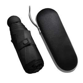 TOKYO GOODS MARKET Lightweight Compact UV Protection Parasol Folding Umbrella, Unisex, For Rain or Shine, With Storage Case, Black