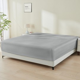 GOKOTTA Fitted Sheet Only - 15 Inch Pocket Bamboo Fitted Sheet,Super Soft and Cooling Bottom Sheet with 4 Elastic Corner Straps(Grey, Full Size/Double Size)