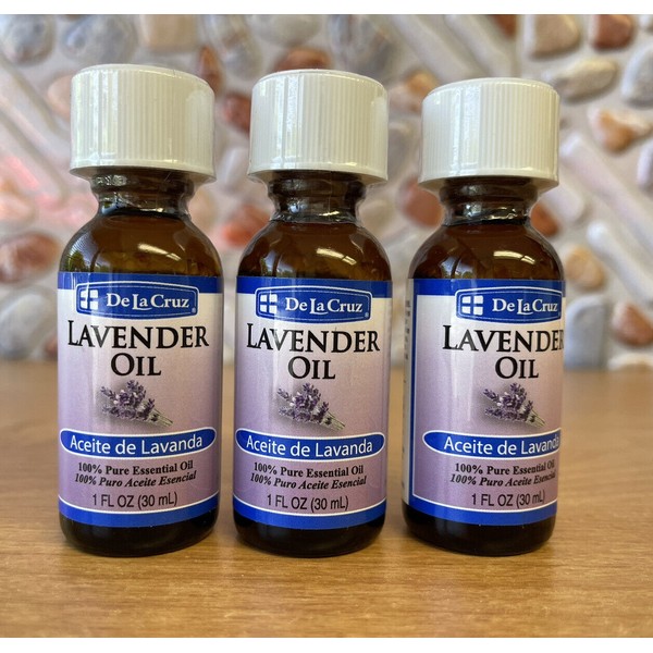 3pk DE LA CRUZ Essential Oil for Aromatherapy ACEITE DE LAVANDA Lavender Oil 1oz