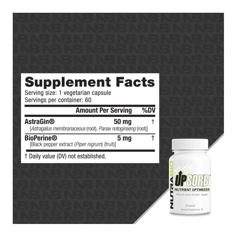 NutraBio UpSorb - Suplemento de BioPerina - Potenciador de la