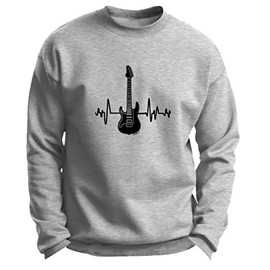 Musicians Gifts Guitar Themed Gifts Guitar Clothing Electric Guitar Heartbeat Music Premium Crewneck Sweatshirt Small Ash