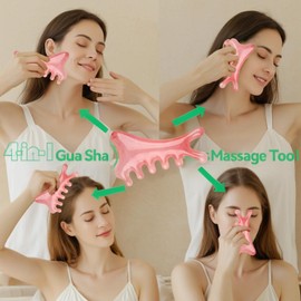 XQBX 4-in-1 Facial Gua Sha Tool – V-Lift Contour Sculptor for Defined Jawline & Cheekbones | Anti-Aging Face & Body Massager | Handcrafted Skincare Tool
