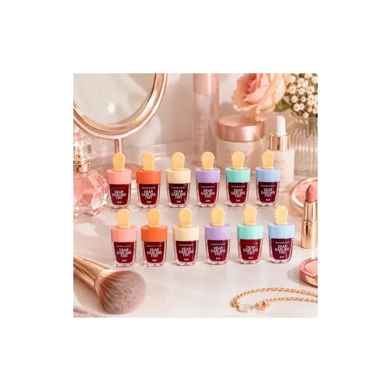 12 Piezas Labial Lip Gloss Tinta Coranea Rojo Brilloso