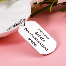 Don't Do Stupid sht Keychain for Son Daughter from Mom, Stocking Stuffer for Son from Mom Funny Graduation Birthday Gift for Teens Boys Girls Christmas Stocking Stuffer for Teen Boys Girls