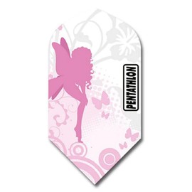 US Darts 4 Sets (12 Flights) Pentathlon Slim Pink 'Fairy' Dart Flights - 100 Micron - Ex-Tough
