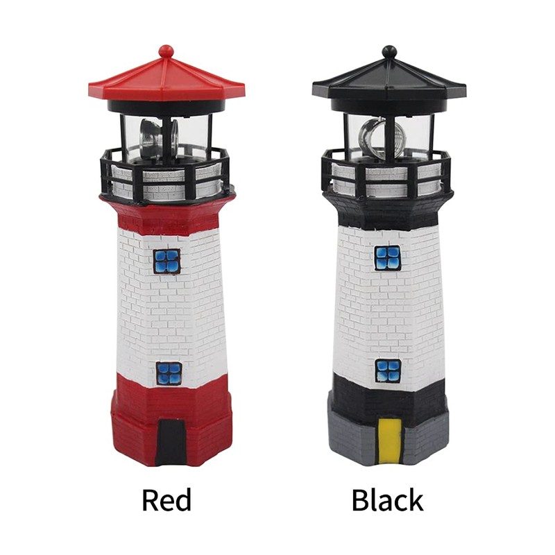 NINEFOX Solar Lighthouse Outdoor Solar Rotating LED Lighthouse Light Waterproof