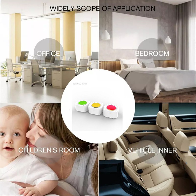 CO2 Detector WiFi Air Quality Monitor Temperature Humidity Tester Thermometer