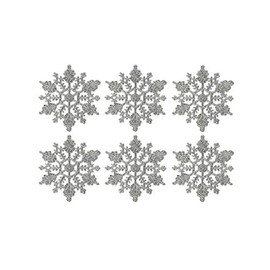 Kipokalor Silver Plastic Snowflake Ornaments, 24pcs 3inc Tiny Sparkling Silver Iridescent Glitter Snowflake Ornaments on String Hanger for Decorating, Crafting and Embellishing (3inch, Silver)