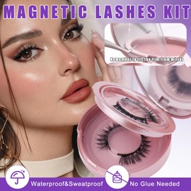 Natural Look Magnetic Eyelashes with Applicator: 2 Pairs, Reusable Magnetic Lashes, No Glue & Liner Needed, DWSP+N07, 250102
