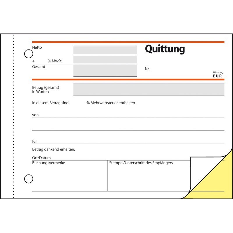 Sigel SD022 Invoice Books 'Quittung' ('Invoice') Simple Text Pack of