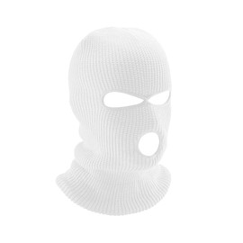 Tabanzhe Men's Balaclava - Winter Knit Head Cover for Outdoor Activities, 3-Hole Full Face Mask Windproof and Warm Cycling Hat for Men Women Skiing Cycling and More（White）