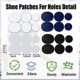 Aogigigio 24pcs Shoe Patches for Holes - Crease Protectors 3sizes Shoe Repair Kit 4colors Shoe Toe Insert Protector