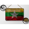 Tin Sign Myanmar Flag 18 x 12 cm Flag of