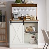 Decomax Farmhouse Coffee Bar Cabinet with Sliding Barn Door -