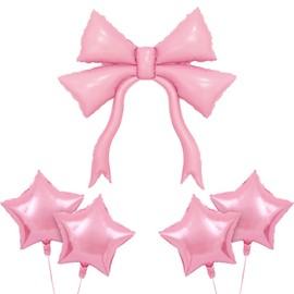 47 Inch Large Size Pastel Pink Bow Helium Foil Balloons Giant Bow Knot Balloons Pink Girl Bow Themed Party Decor Bachelorette Wedding Baby Bridal Shower Birthday Party Decorations for Girls